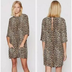 Equipment Aubrey Dress Silk Leopard Cheetah Relaxed Shift Dress Size Small